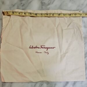 Salvatore Ferragamo Cream Dust Bag with Red Logo